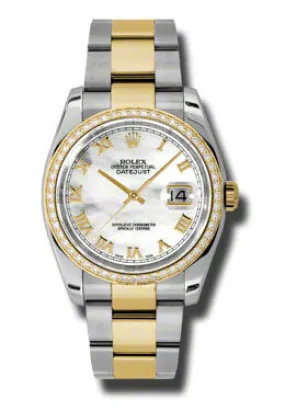 Rolex Oyster Perpetual Datejust 36 Mother of Pearl Dial Stainless Steel and 18K Yellow Gold Bracelet Automatic Ladies Watch 116243MRO