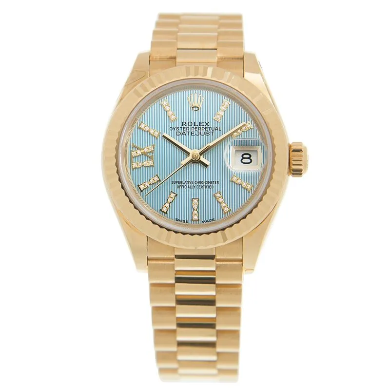 Rolex Oyster Perpetual Datejust Cornflower Blue Dial Automatic 18 Carat Yellow Gold Ladies Watch 279178CFBLSRDP