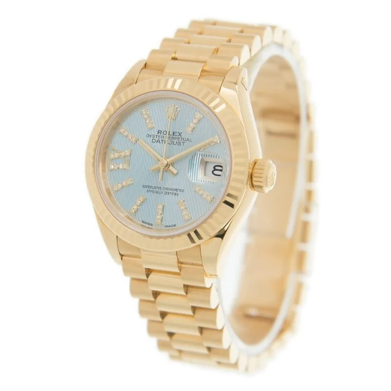 Rolex Oyster Perpetual Datejust Cornflower Blue Dial Automatic 18 Carat Yellow Gold Ladies Watch 279178CFBLSRDP