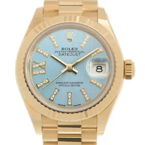 Rolex Oyster Perpetual Datejust Cornflower Blue Dial Automatic 18 Carat Yellow Gold Ladies Watch 279178CFBLSRDP