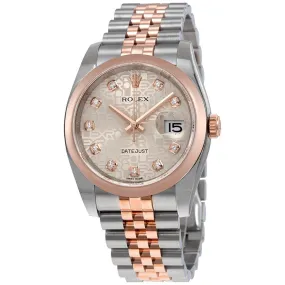 Rolex Oyster Perpetual Datejust Silver Dial Stainless Steel 18K Everose Gold Diamond Ladies Watch 116201SDJ 116201SJDJ