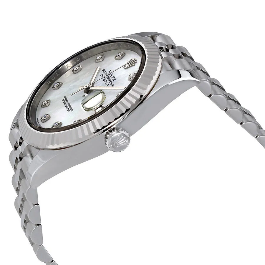 Rolex Oyster Perpetual Datejust White Mother Of Pearl Diamond Dial Men's Watch 126334MDJ