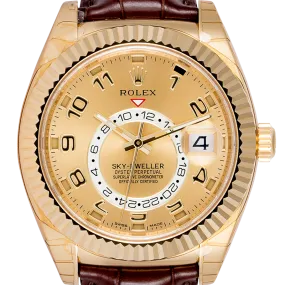 Rolex Sky-Dweller 18ct Yellow Gold Champagne/Arab Leather Strap 326138