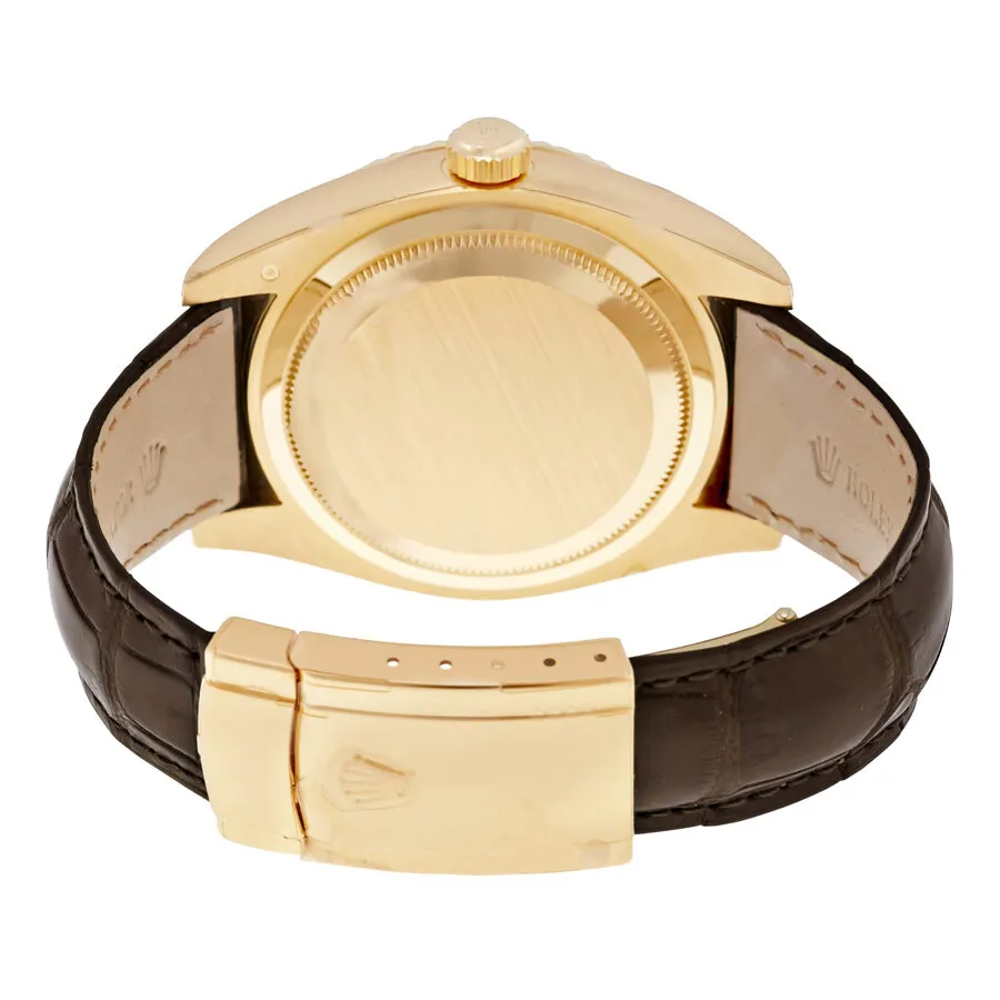 Rolex Sky Dweller Silver Dial 18kt Yellow Gold Brown Leather Men's Watch 326138