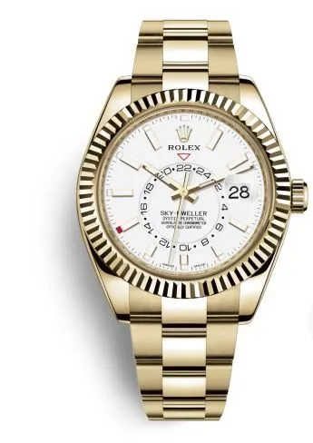 Rolex Sky-Dweller White Dial Automatic Men's 18kt Yellow Gold Oyster Watch 326938WSO