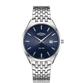 Rotary 38mm Ultra Slim Stainless Steel Blue Quartz Watch