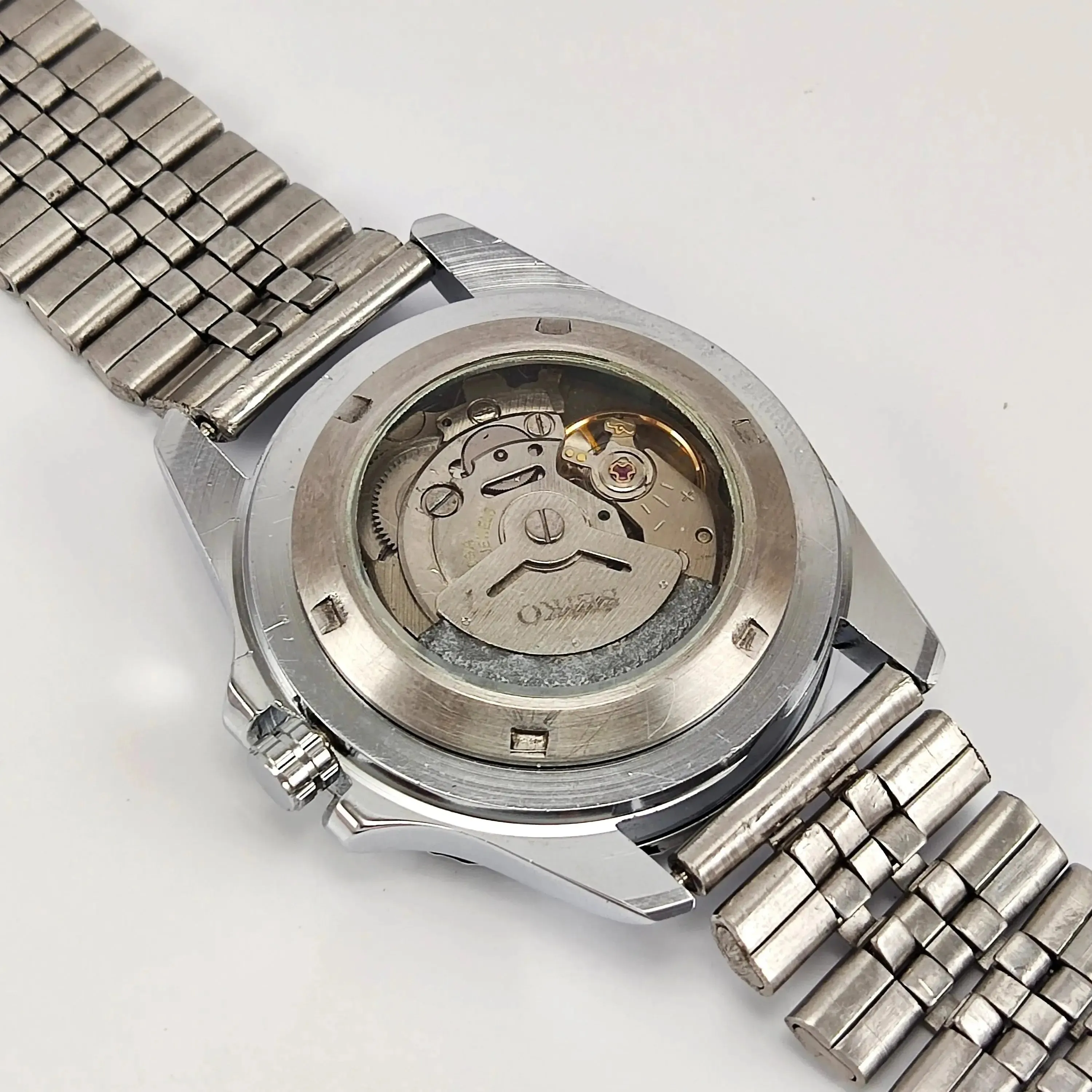Seiko 5 6309 Automatic White Dial 17 Jewels Transparent Back Men's Wrist Watch