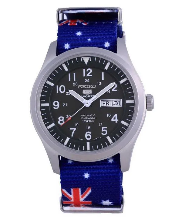Seiko 5 Sports Military Automatic Polyester SNZG09K1-var-NATO30 100M Mens Watch