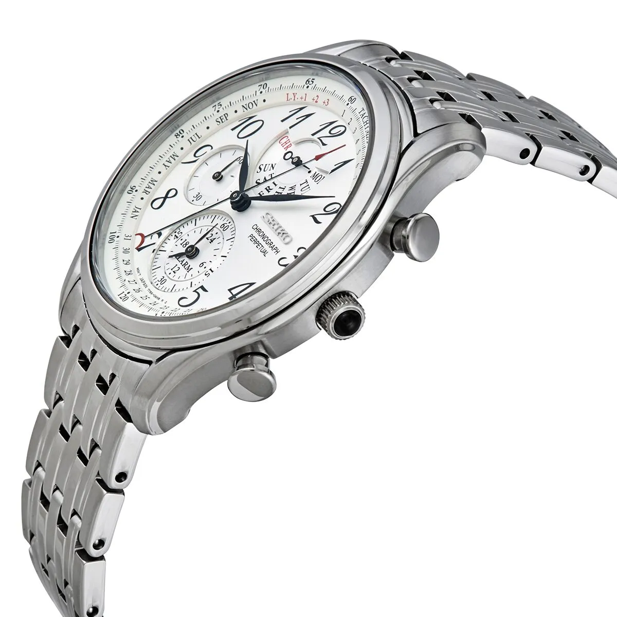Seiko Chronograph Alarm Quartz Silver Dial Men's Watch SPC251P1