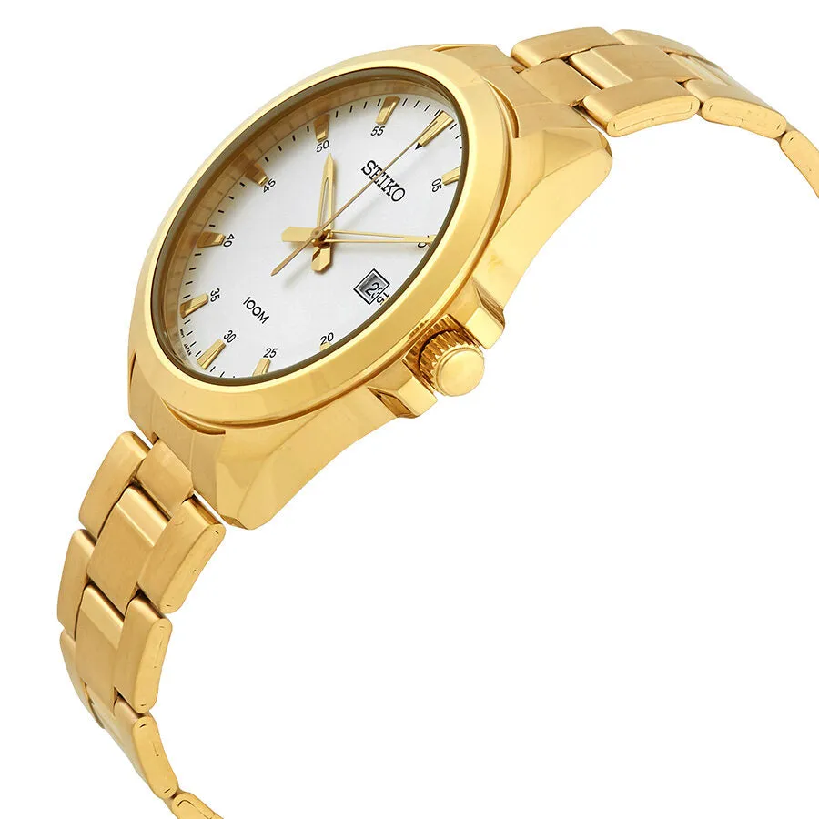 Seiko Neo Classic Silver Dial Yellow Gold-tone Men's Watch SUR212