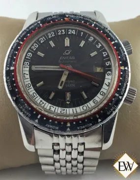 Serviced Vintage Enicar Sherpa Guide 600 GMT World Time Automatic Watch Tropical