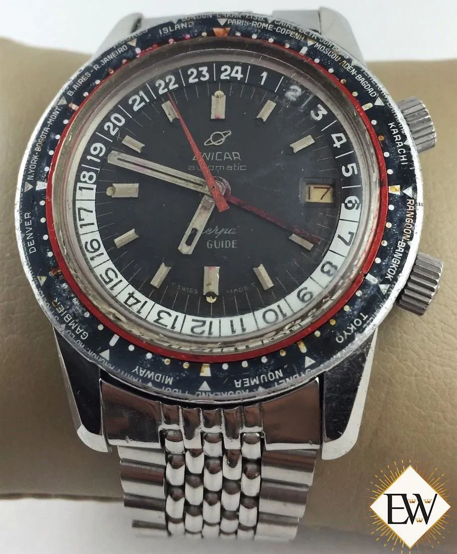 Serviced Vintage Enicar Sherpa Guide 600 GMT World Time Automatic Watch Tropical