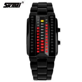 SKMEI 1013 High Quality Fashion Men's Wrist Watch With Calendar Alloy Analog Luxury Watches New binary led wristwatches