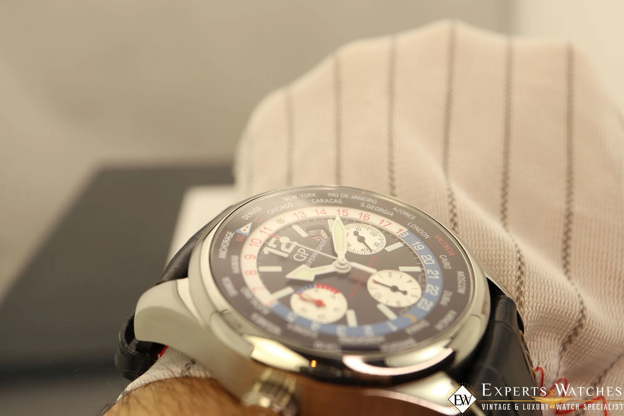 Sold!!! Factory Serviced Girard Perregaux ww.tc World Time Chronograph BMW-Oracle Racing
