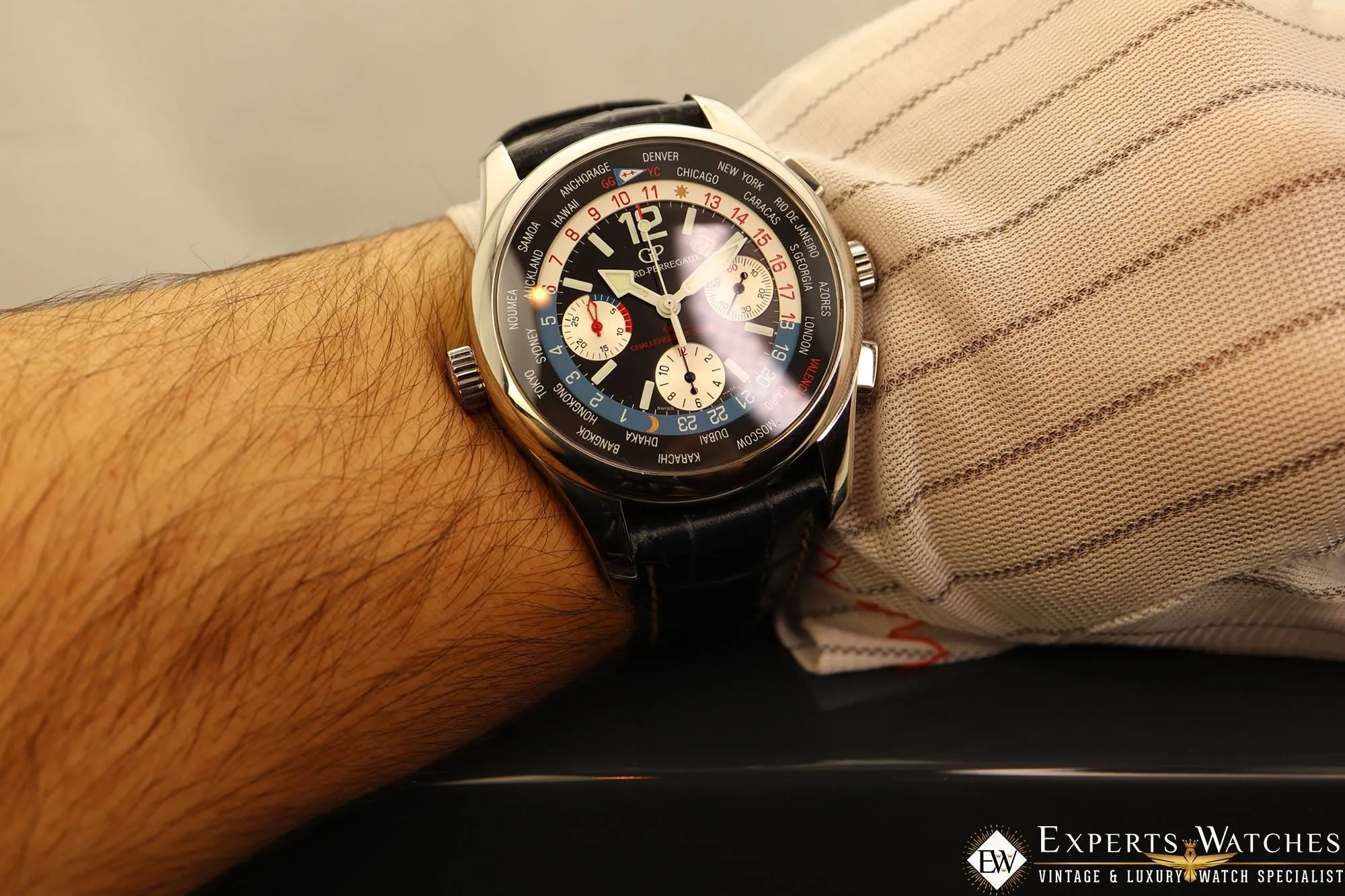 Sold!!! Factory Serviced Girard Perregaux ww.tc World Time Chronograph BMW-Oracle Racing