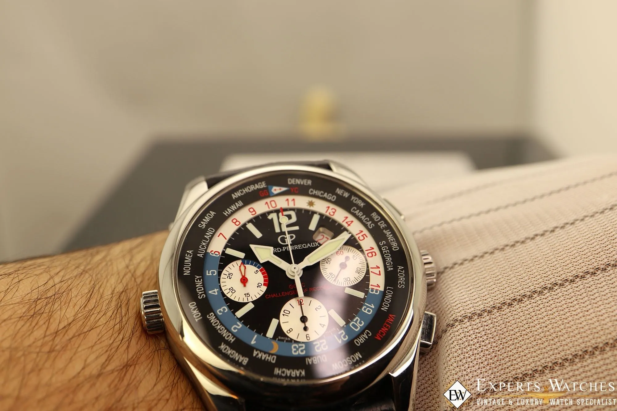 Sold!!! Factory Serviced Girard Perregaux ww.tc World Time Chronograph BMW-Oracle Racing