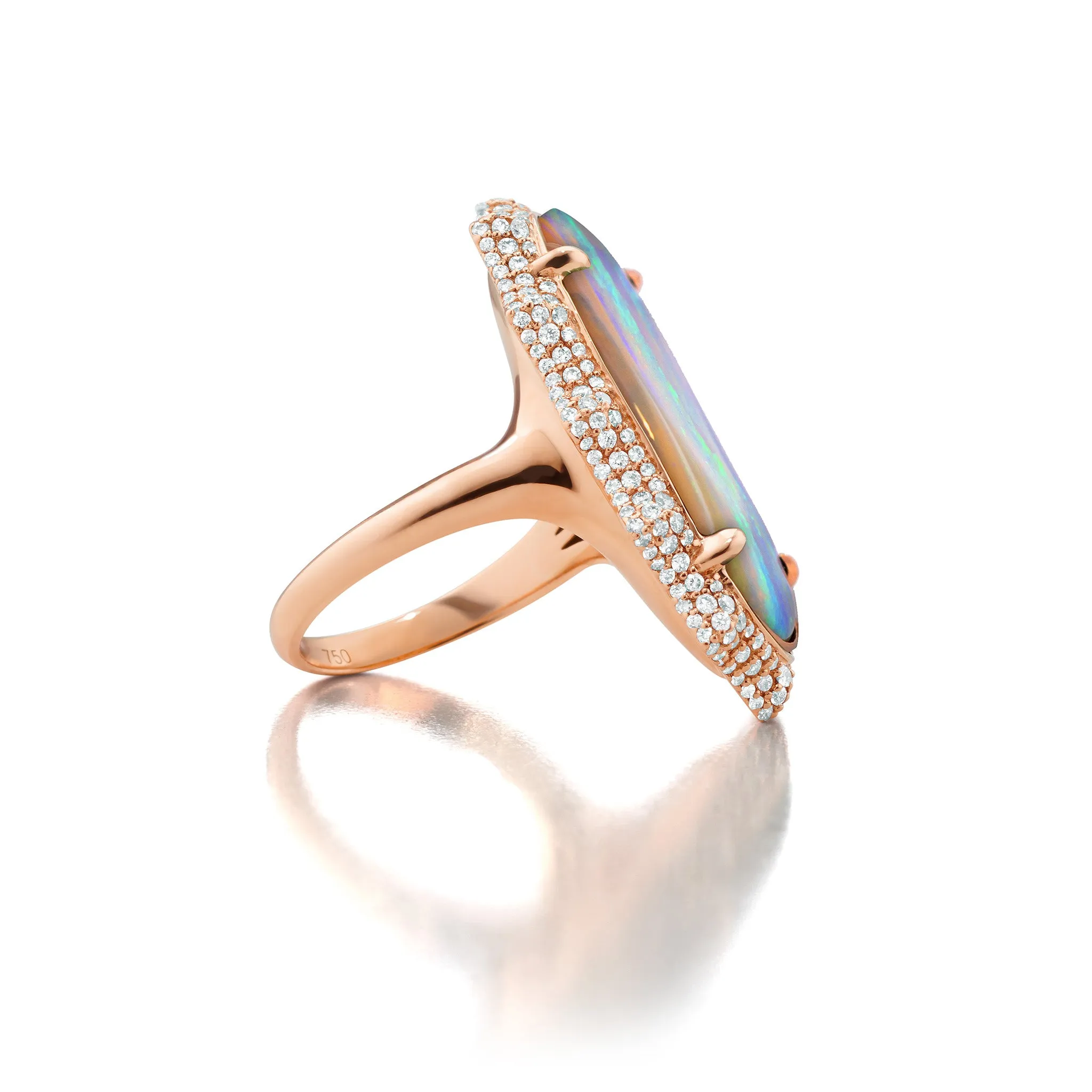 Special Edition "Happiness" Sun Ring with Boulder Opal & Pave Diamond Accents