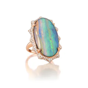 Special Edition "Happiness" Sun Ring with Boulder Opal & Pave Diamond Accents
