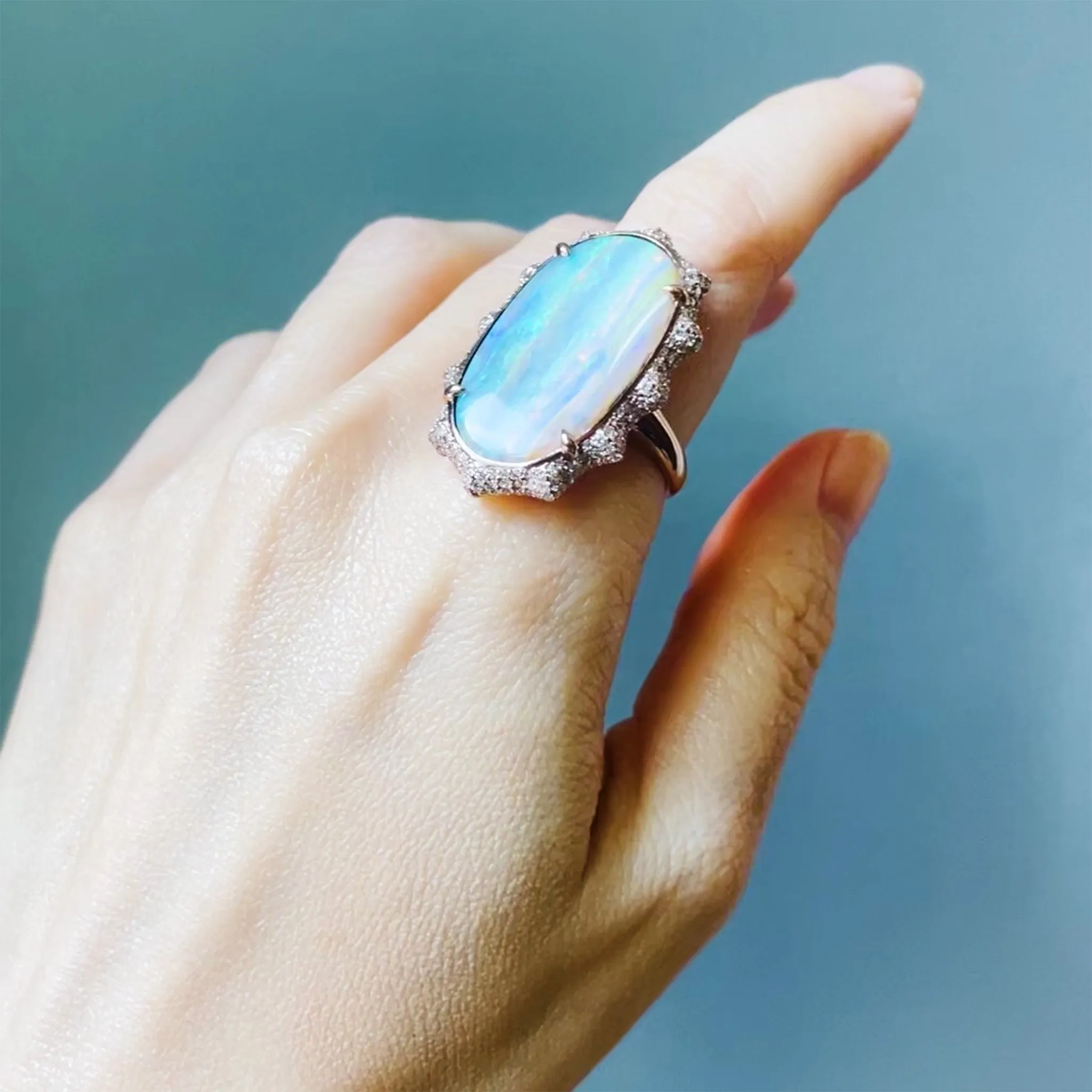 Special Edition "Happiness" Sun Ring with Boulder Opal & Pave Diamond Accents