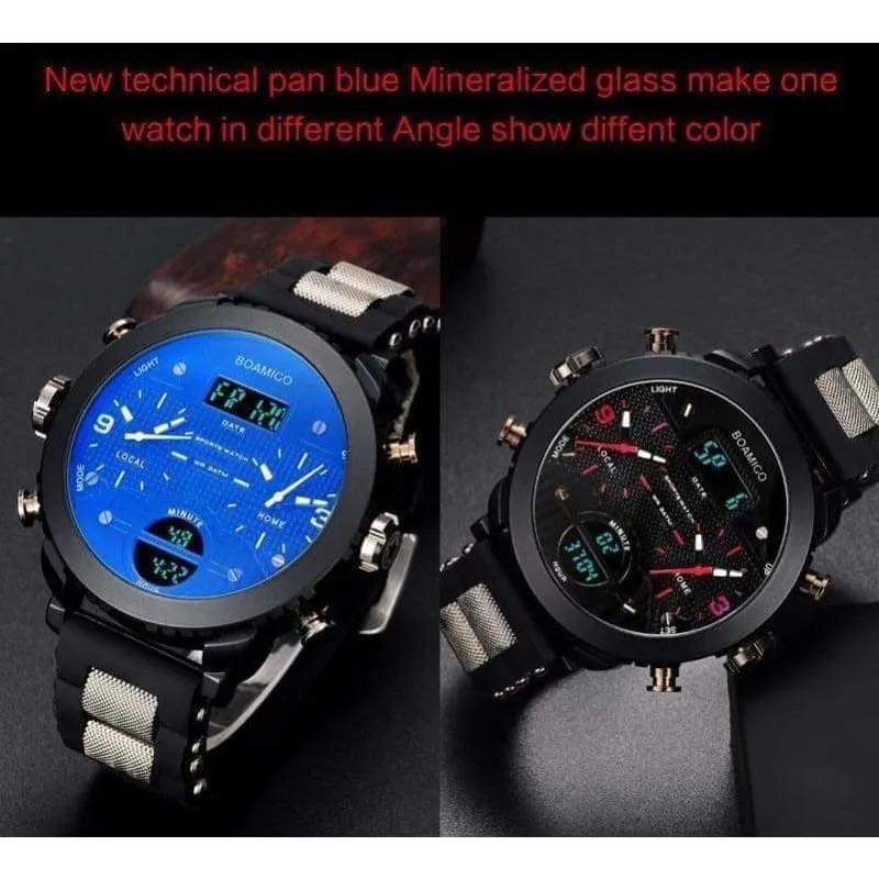 Sports Watches 3 Time Zone Military