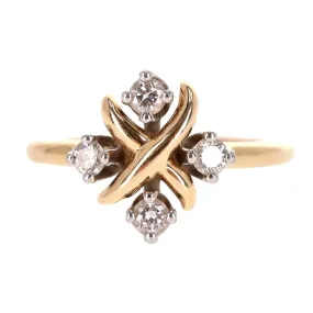 Tiffany & Co 18K Gold, Platinum & Diamond Schlumberger Lynn Ring