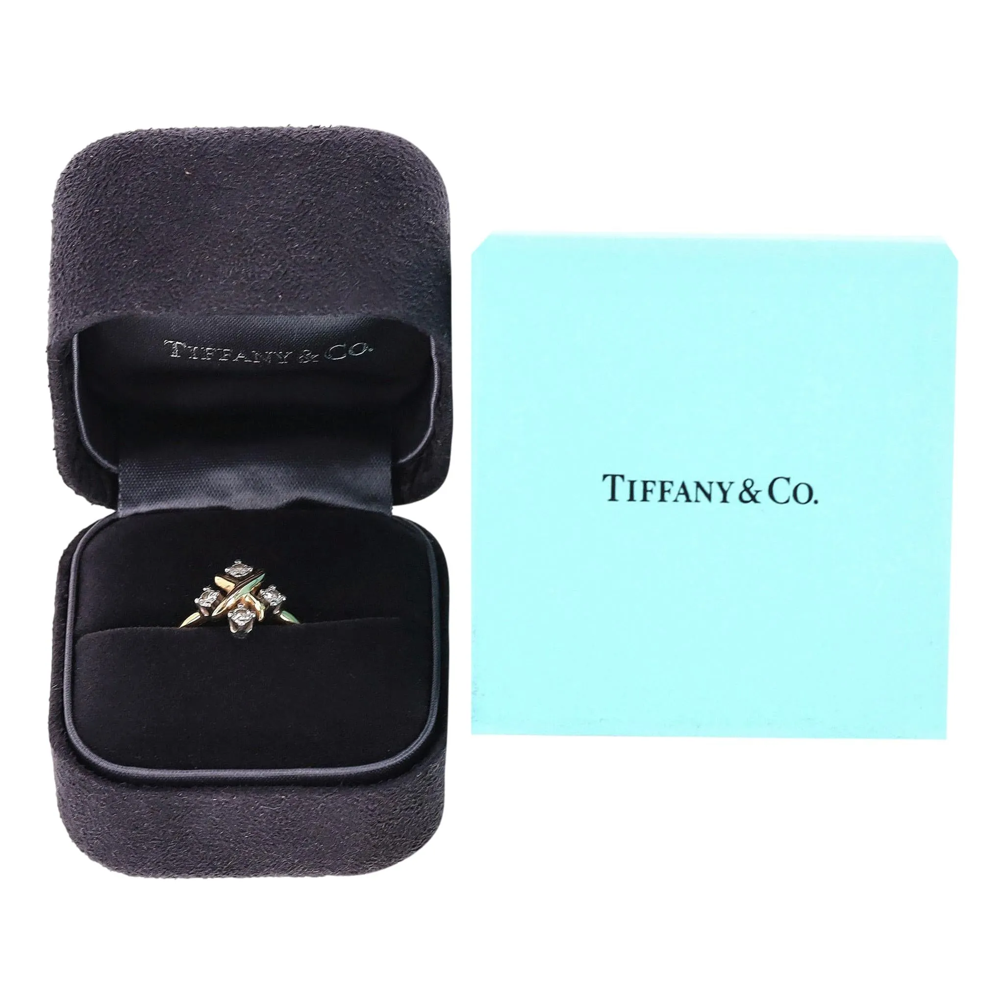 Tiffany & Co 18K Gold, Platinum & Diamond Schlumberger Lynn Ring