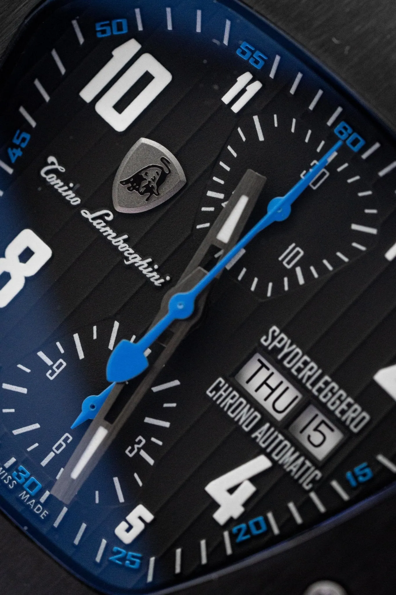 Tonino Lamborghini Spyderleggero Chronograph Watch Day Date Blue TLF-T07-4
