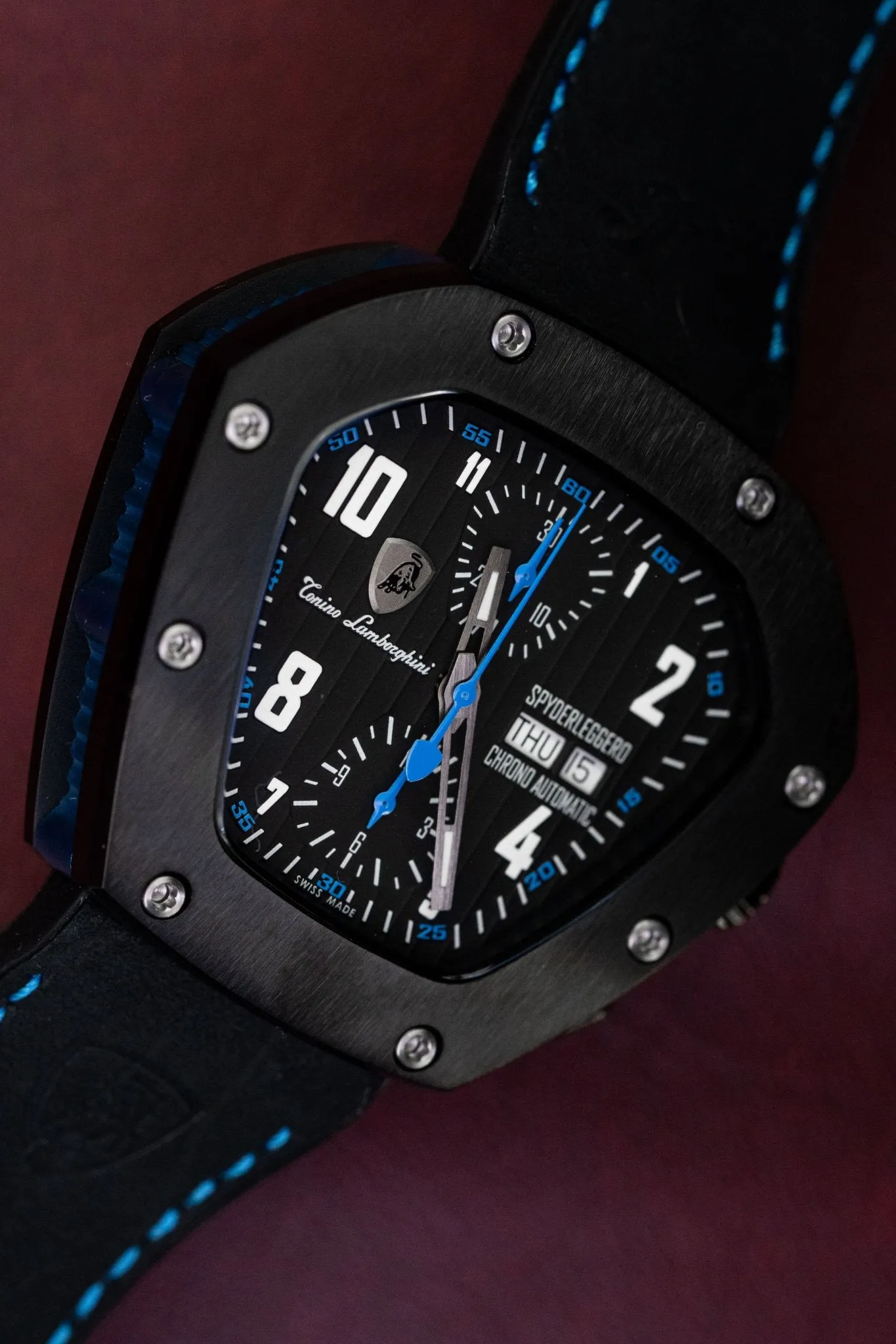 Tonino Lamborghini Spyderleggero Chronograph Watch Day Date Blue TLF-T07-4