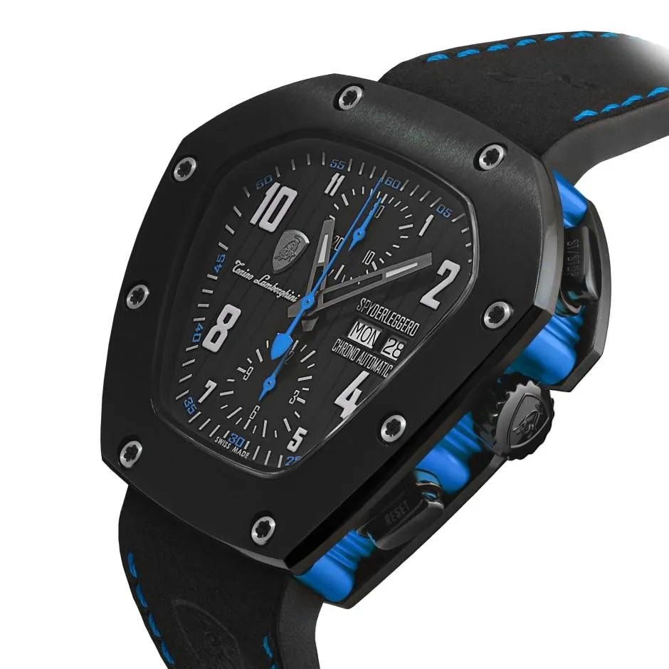 Tonino Lamborghini Spyderleggero Chronograph Watch Day Date Blue TLF-T07-4