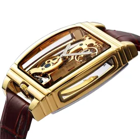 Transparent Automatic Mechanical Watch Men Steampunk Skeleton Luxury Gear Self Winding Leather Men's Clock Watches montre homme