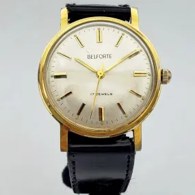 Vintage BELFORTE Wristwatch Luminous Indices and Hands Sunburst Dial 17 Jewels Watch