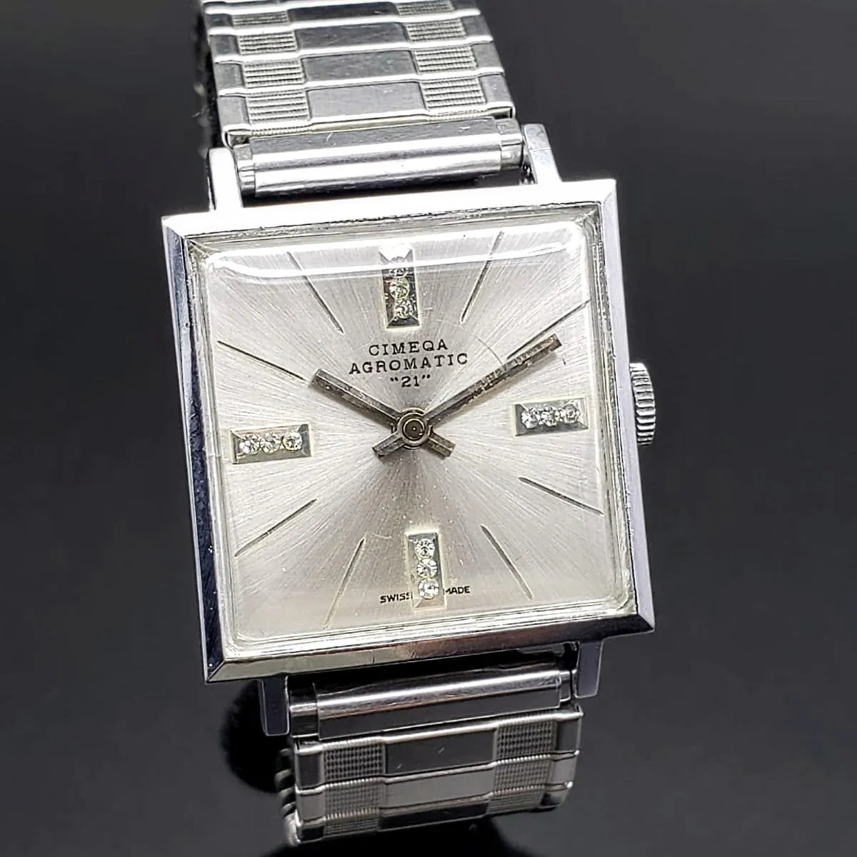 Vintage Cimeqa Wristwatch Swiss Made Caliber EB 8800 Sunburst Dial Watch