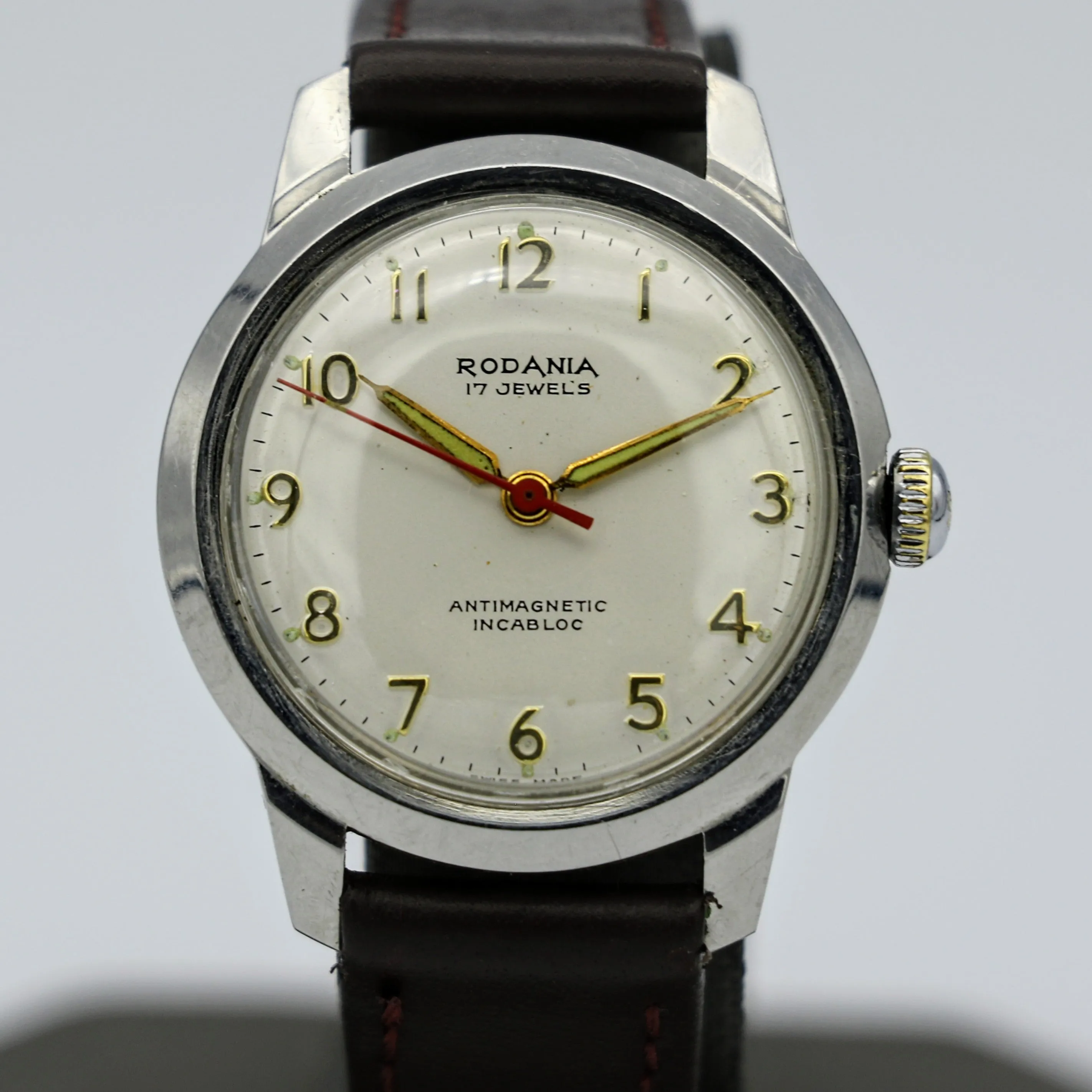 Vintage RODANIA Watch 17 Jewels Antimagnetic Incabloc Swiss Made Wristwatch