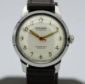 Vintage RODANIA Watch 17 Jewels Antimagnetic Incabloc Swiss Made Wristwatch
