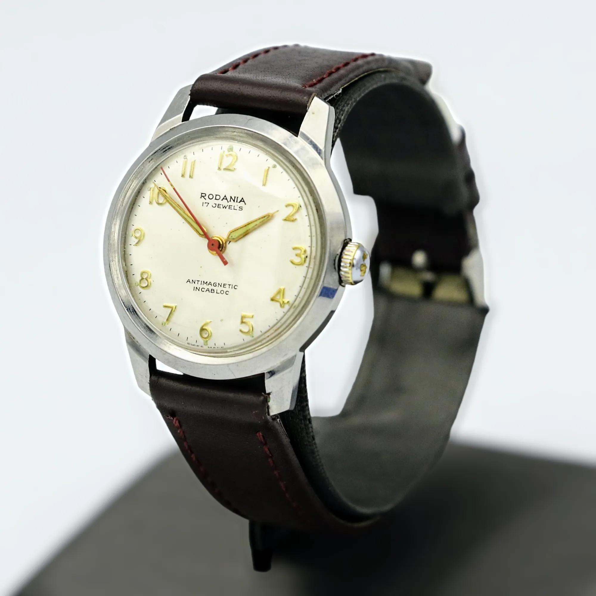 Vintage RODANIA Watch 17 Jewels Antimagnetic Incabloc Swiss Made Wristwatch