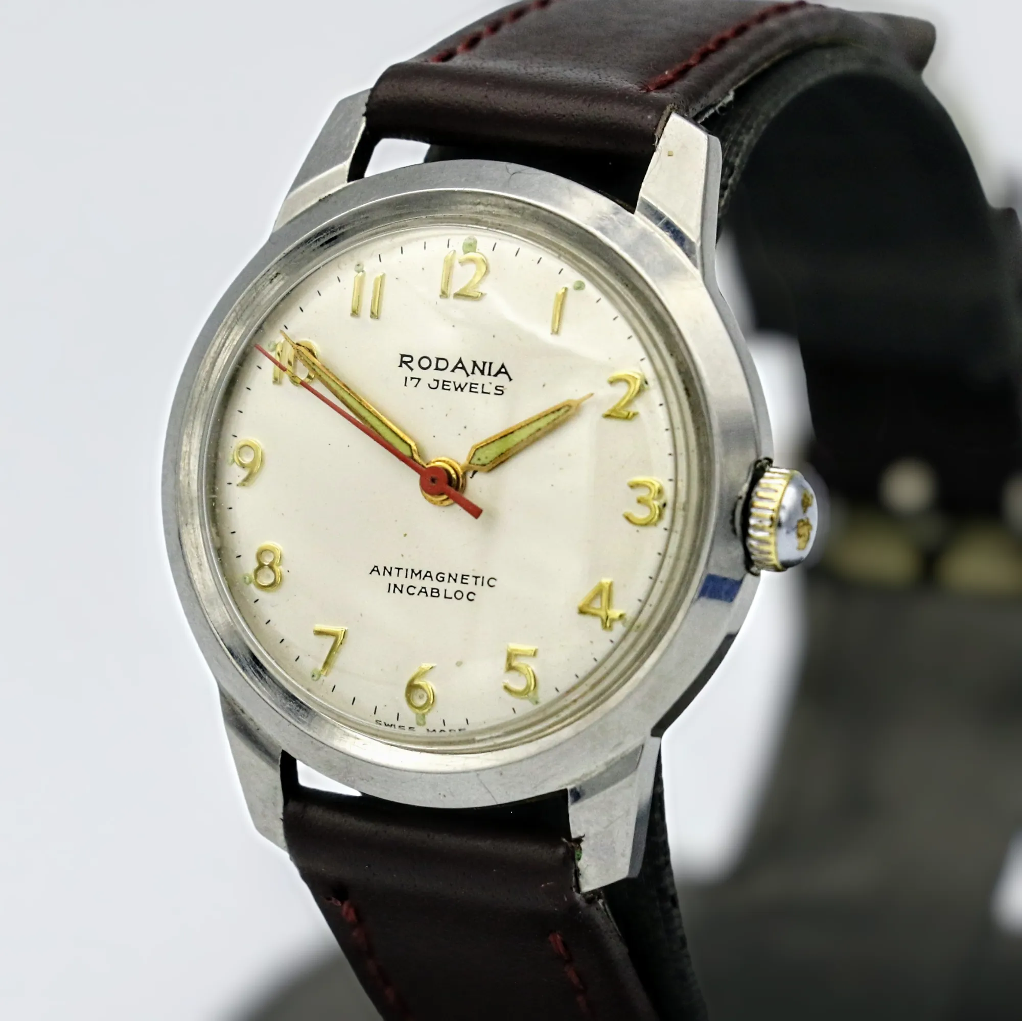 Vintage RODANIA Watch 17 Jewels Antimagnetic Incabloc Swiss Made Wristwatch