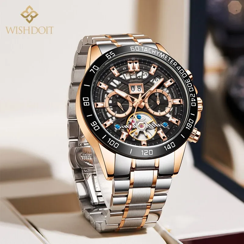WISHDOIT Men&#39;s Watches Top Brand Leisure Sports Luxury Mechanical Watch Fashion Date Luminous Waterproof Clock Relógio masculino