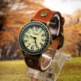Women Dress Watches Women rhinestone Watches Vintage Leather Fashion Quartz Retro Sports Vintage WristWatches