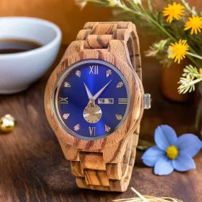Women's Fashion Simulated Diamond Dia Clock Stylish simplicity Quartz Wooden Viking Watch