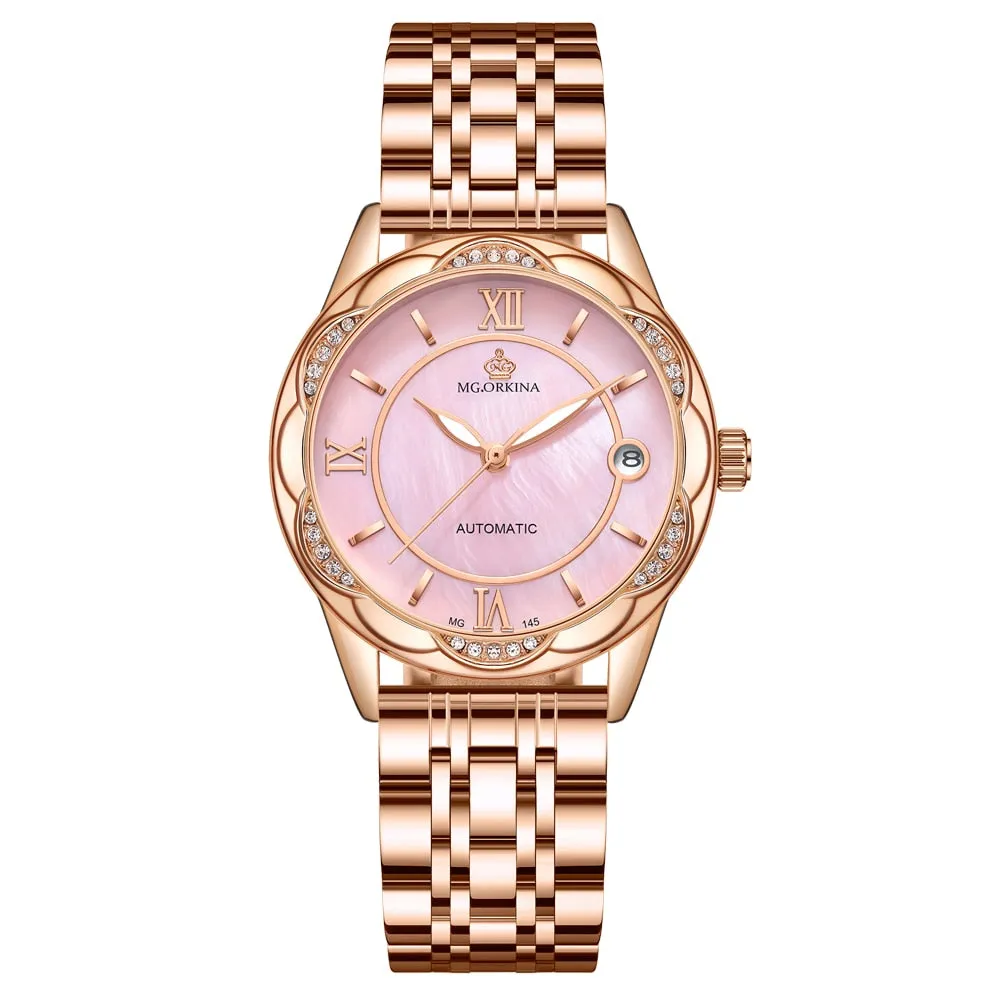 Women's Mechanical Stainless Steel Luminous Hands Bracelet Watch