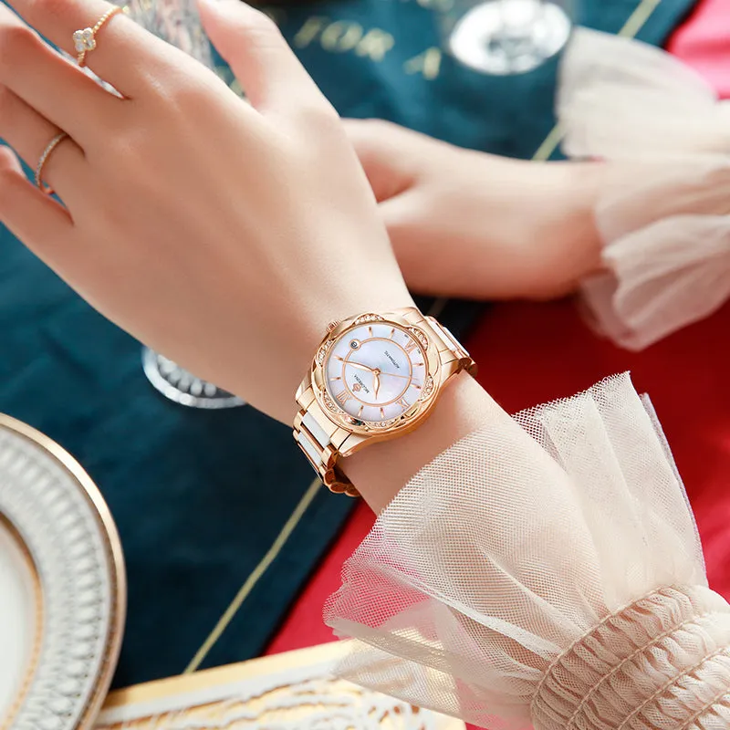 Women's Mechanical Stainless Steel Luminous Hands Bracelet Watch