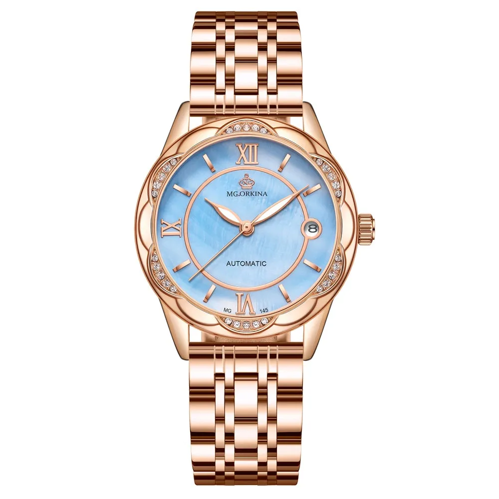 Women's Mechanical Stainless Steel Luminous Hands Bracelet Watch