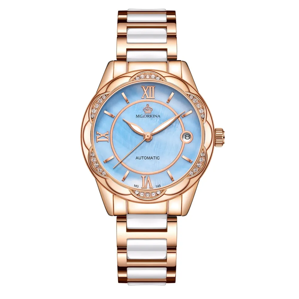 Women's Mechanical Stainless Steel Luminous Hands Bracelet Watch