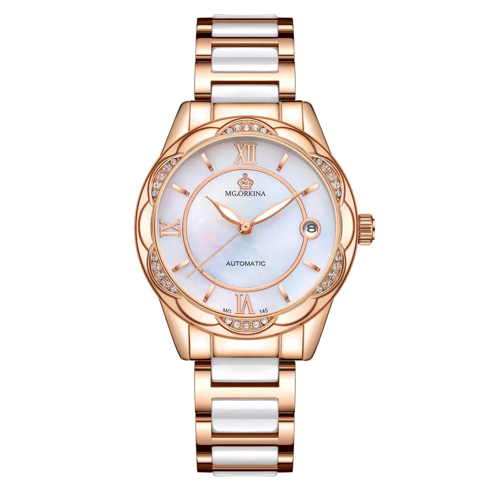 Women's Mechanical Stainless Steel Luminous Hands Bracelet Watch
