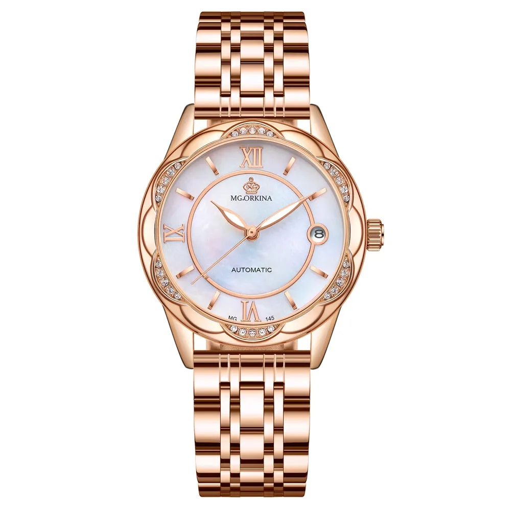 Women's Mechanical Stainless Steel Luminous Hands Bracelet Watch