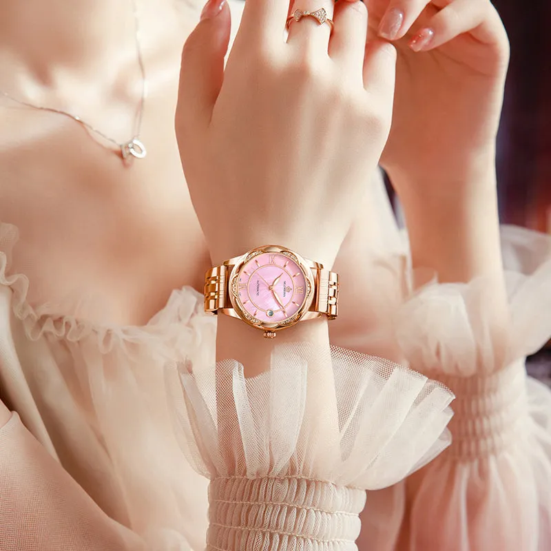 Women's Mechanical Stainless Steel Luminous Hands Bracelet Watch
