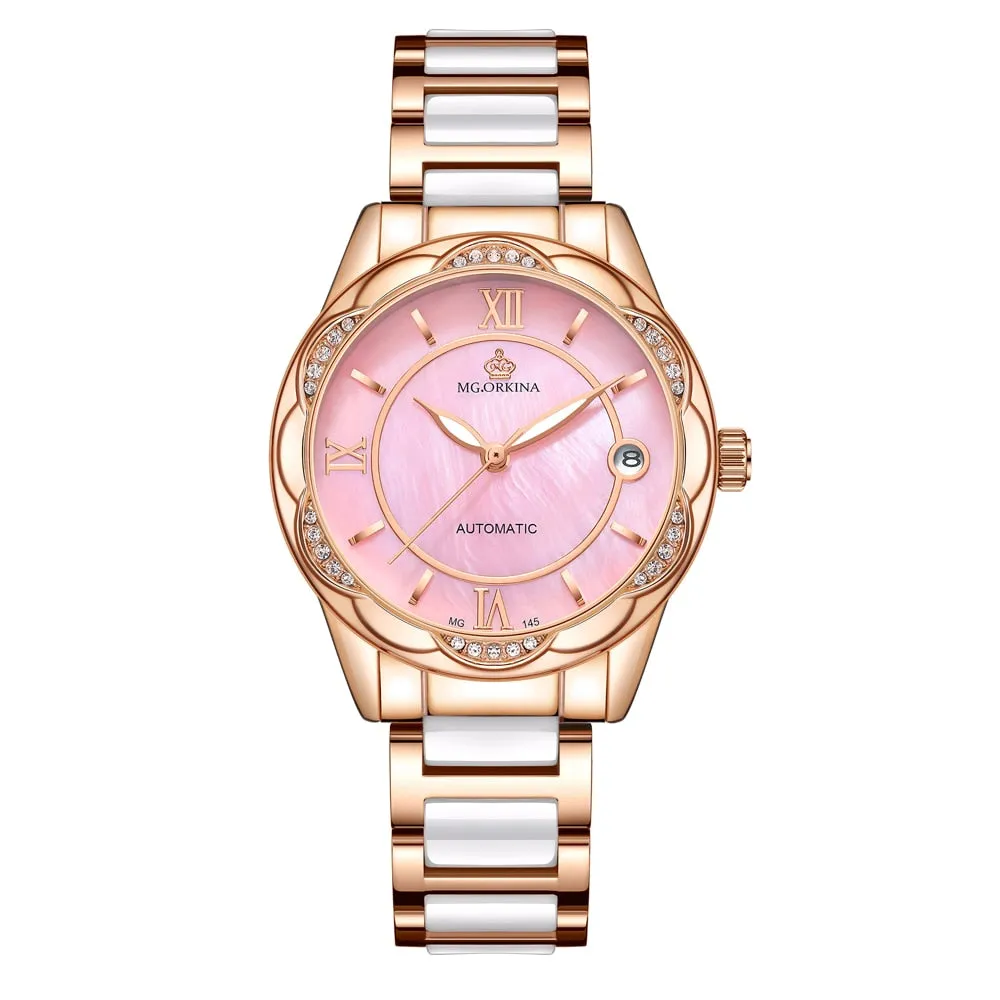 Women's Mechanical Stainless Steel Luminous Hands Bracelet Watch