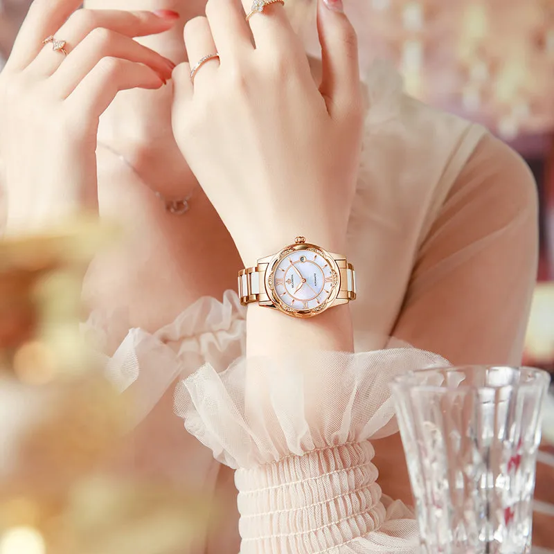 Women's Mechanical Stainless Steel Luminous Hands Bracelet Watch