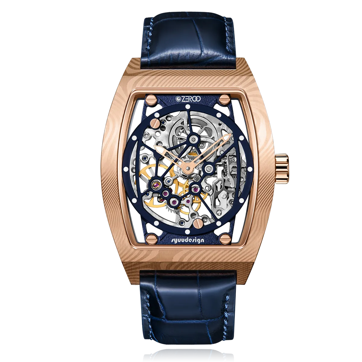 ZEROO M1D Damascus Steel THE AURIGA SKELETON MECHANICALAUTOMATIC WATCH FOR GENTS - ZM001DRBL