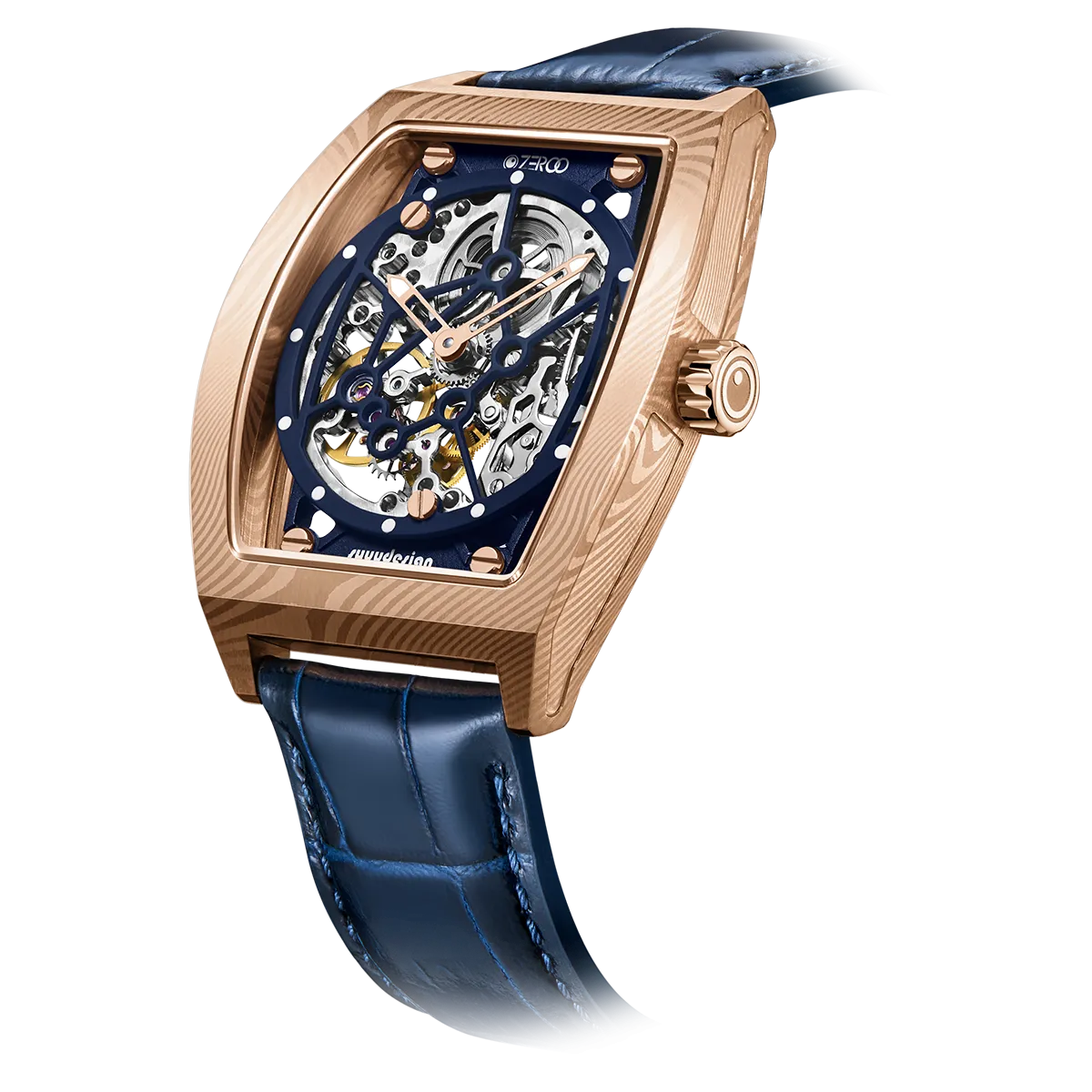 ZEROO M1D Damascus Steel THE AURIGA SKELETON MECHANICALAUTOMATIC WATCH FOR GENTS - ZM001DRBL